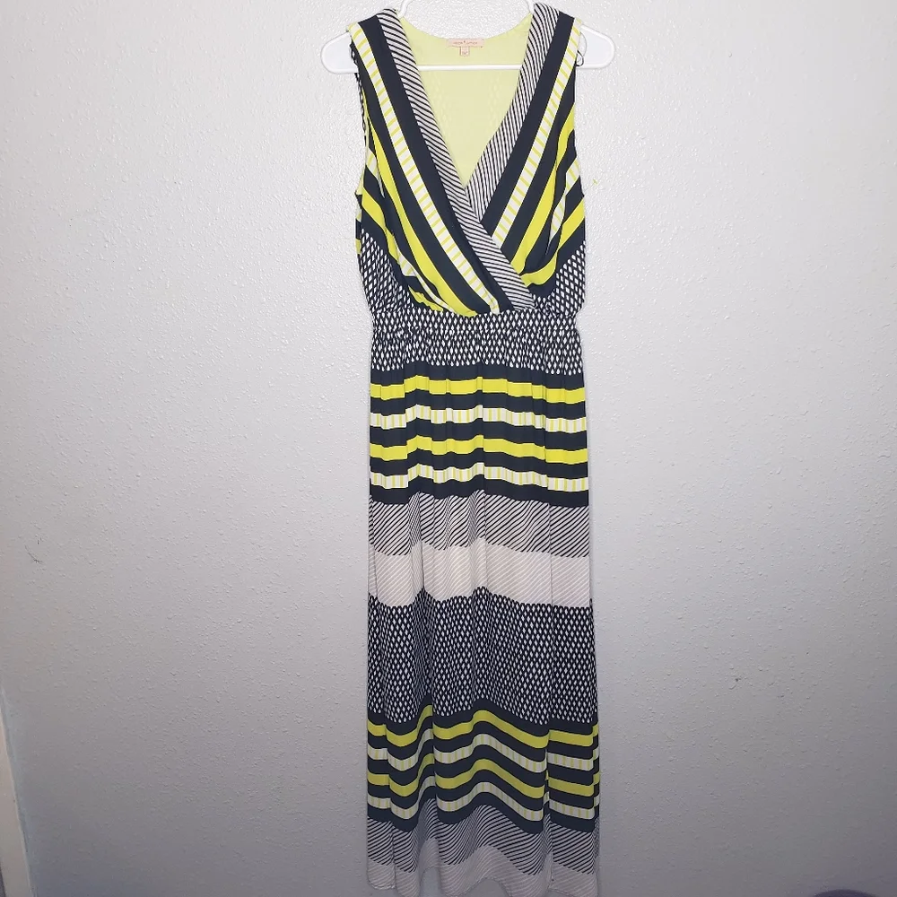 Gibson Latimer sleeveless striped summer maxi dress  SZ Small